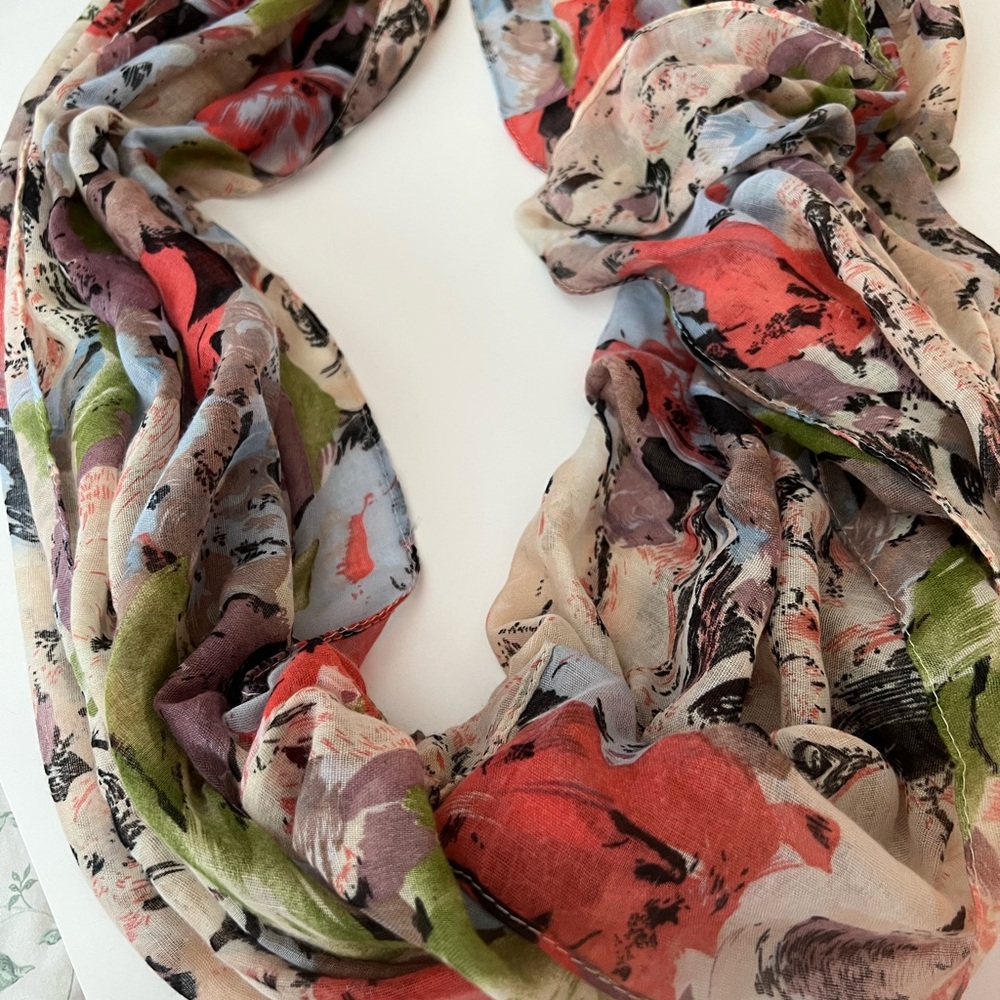 Floral Watercolor Lightweight Large infinity Scarf - Multicolor - Picture 5 of 7